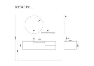 Тумба с раковиной Orans BC-1131-1500L 11311500L 150 см белый матовый/матовый кофе